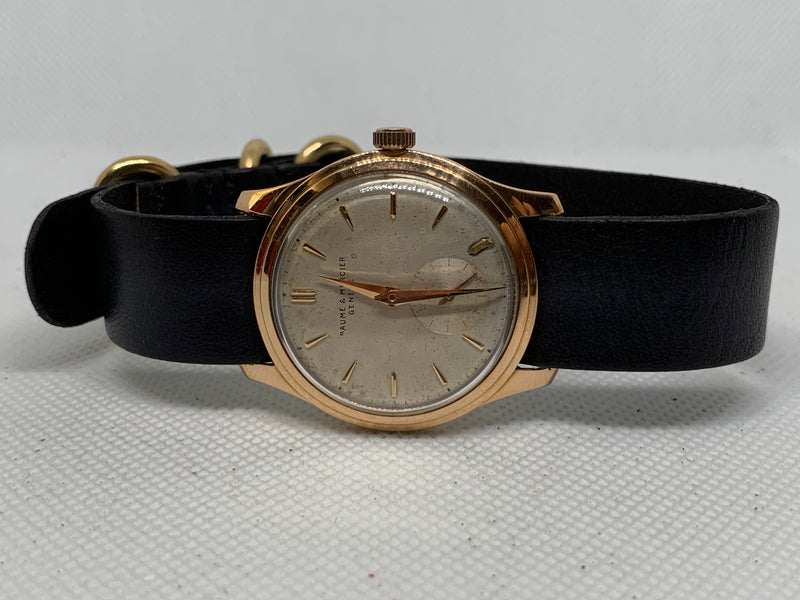 Baume & Mercier Rare Vintage 1940s Calatrava 18K Solid Pink Rose Gold Watch Fixed Lugs