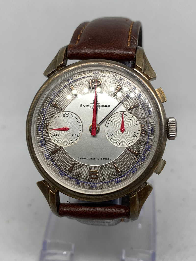 Baume & Mercier Geneve Vintage Chronograph Watch Antimagnetic 17 Jewels 39mm Swiss Made