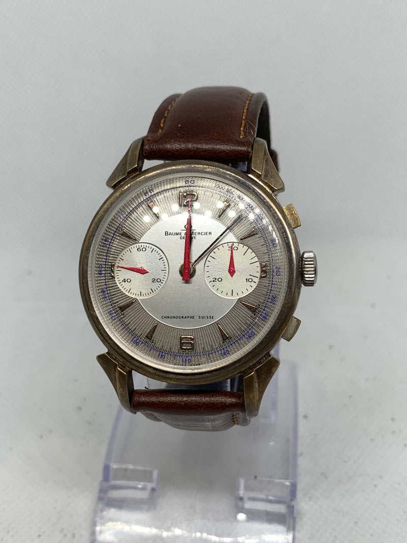 Baume & Mercier Geneve Vintage Chronograph Watch Antimagnetic 17 Jewels 39mm Swiss Made