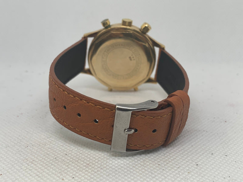 Tourneau Datofix Chronograph Triple Calendar Moonphase Ref386 Solid Gold14k Valjoux 88 38mm 1950s