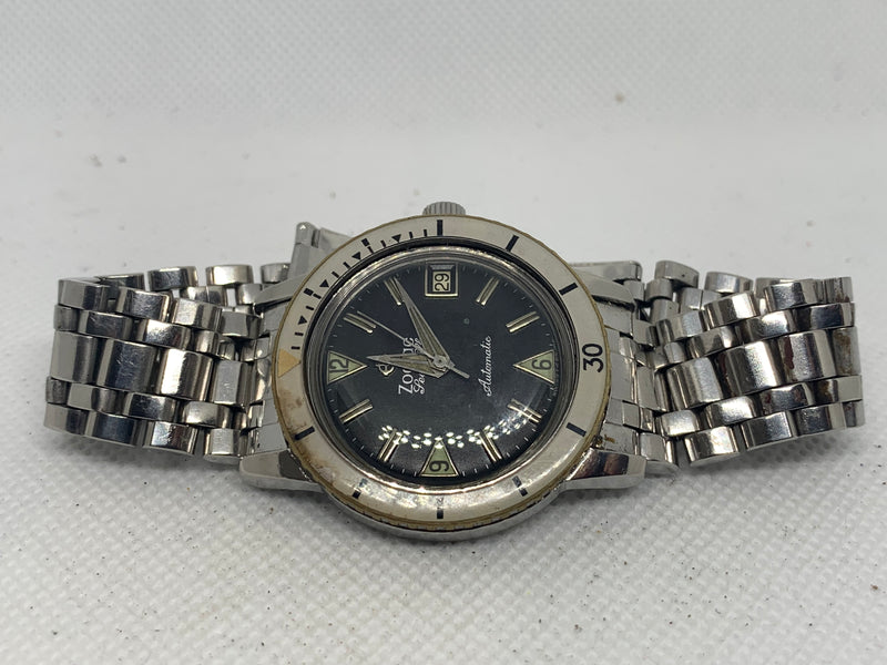 Zodiac Sea Wolf 1960s Automatic Watch Bakelite Bezel S.S. Original Bracelet