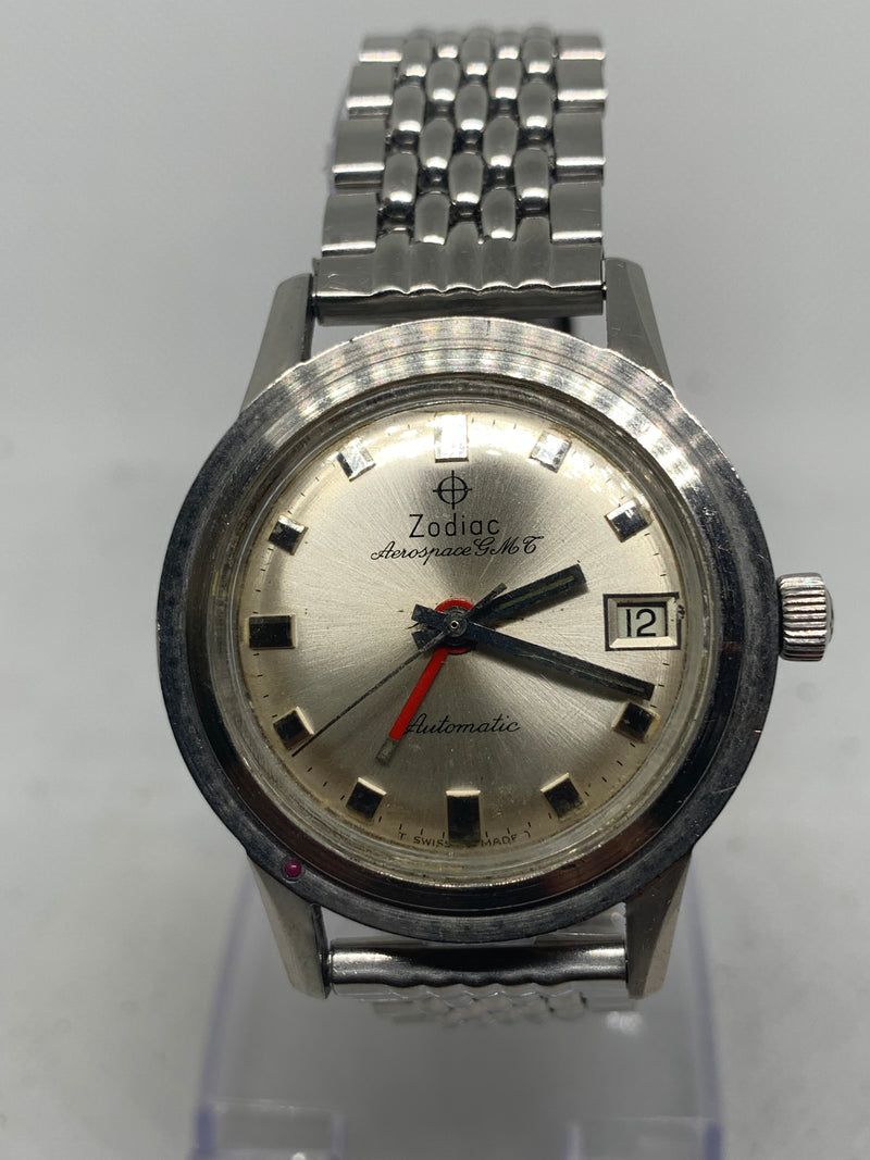 Zodiac Vintage 60s Aerospace GMT Automatic Silver Dial Steel Case