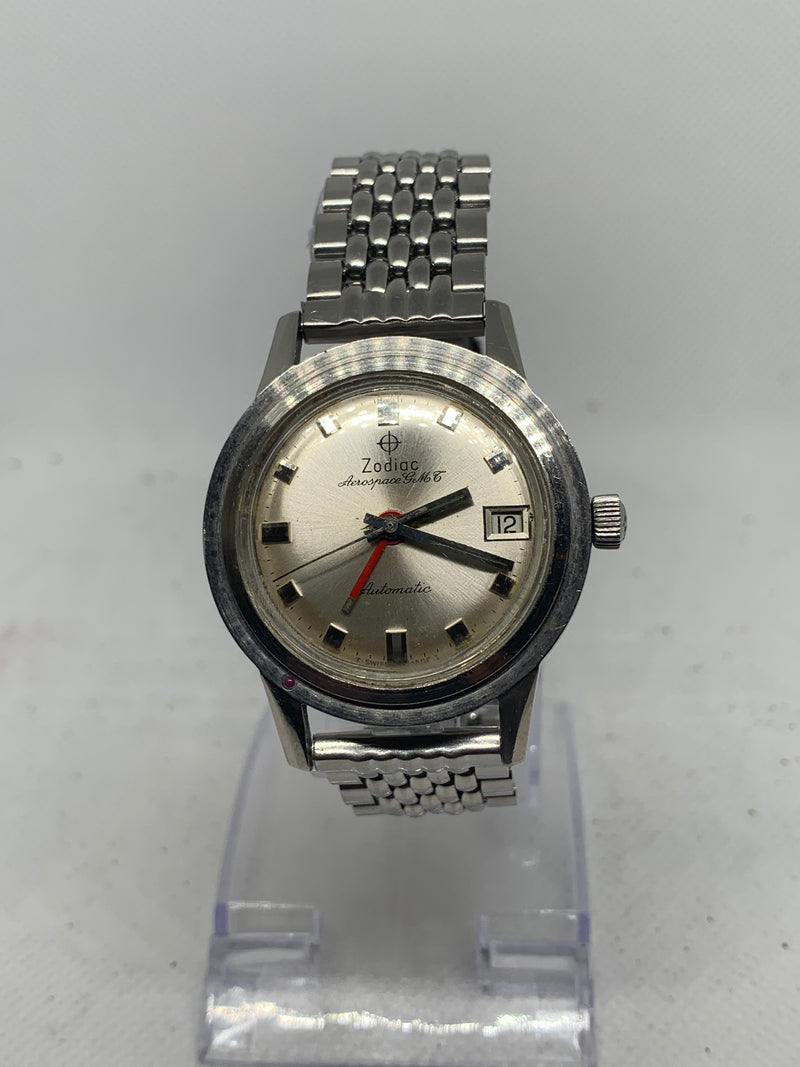 Zodiac Vintage 60s Aerospace GMT Automatic Silver Dial Steel Case