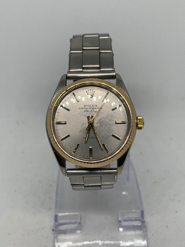Rolex Air King Precision 70s Vintage Reference 5500 Automatic Silver Cream Dial 34mm