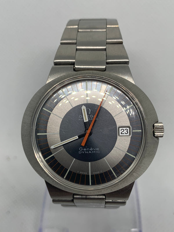 Omega Genève 1969s Genève Dynamic Winding Date Original Dial Steel Vintage Watch Ref 135.033