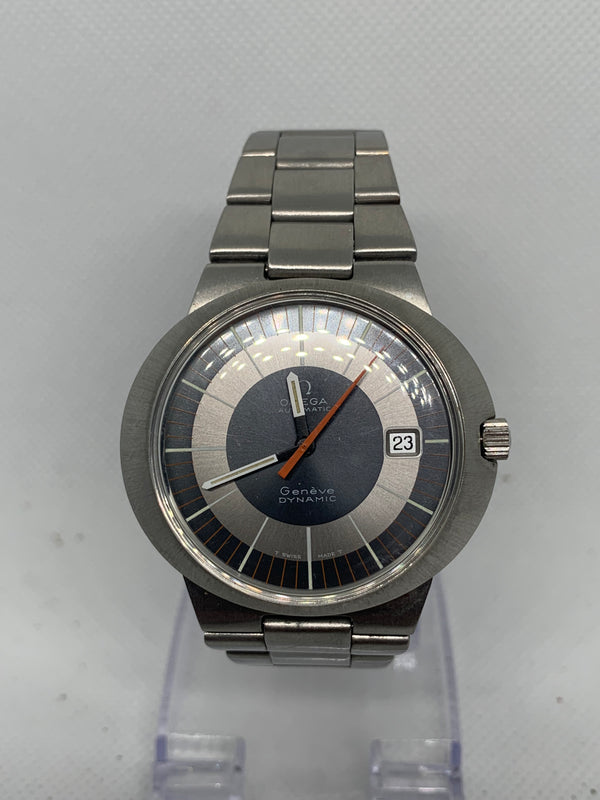 Omega Genève 1969s Genève Dynamic Winding Date Original Dial Steel Vintage Watch Ref 135.033