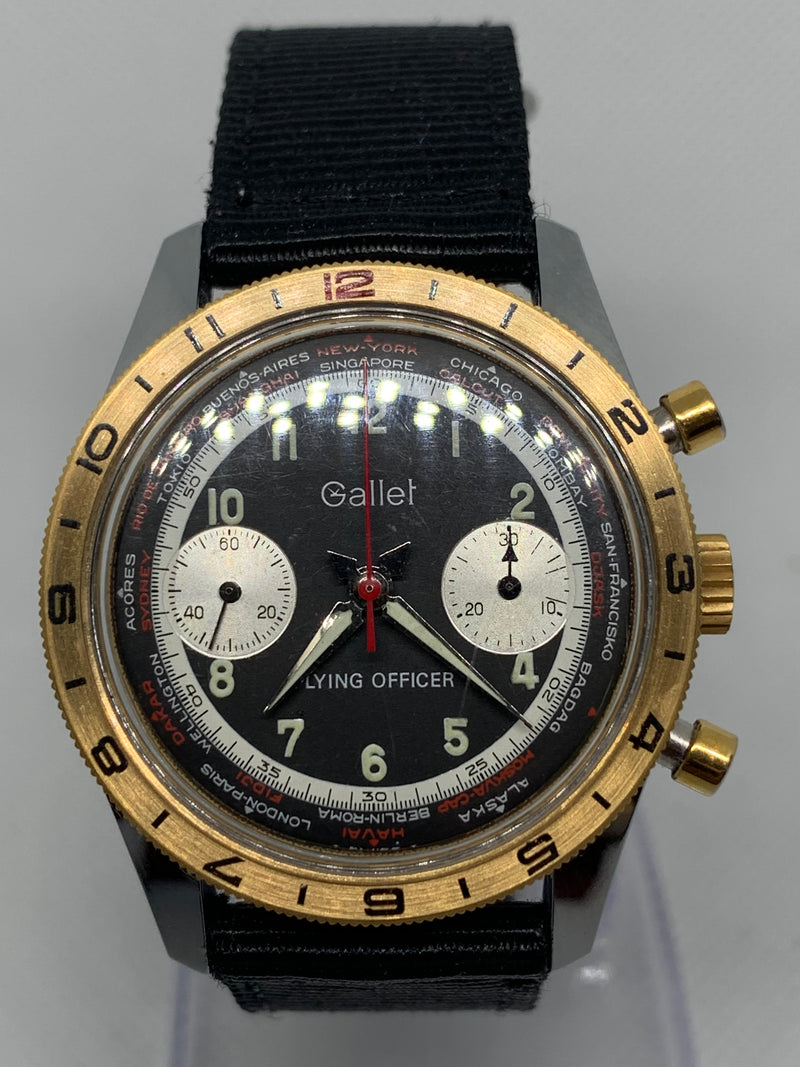 Gallet Chronograph Gallet Cronografo Flying officer Provenance AS7584