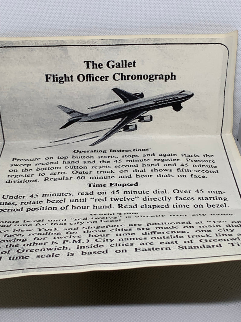 Gallet Chronograph Gallet Cronografo Flying officer Provenance AS7584