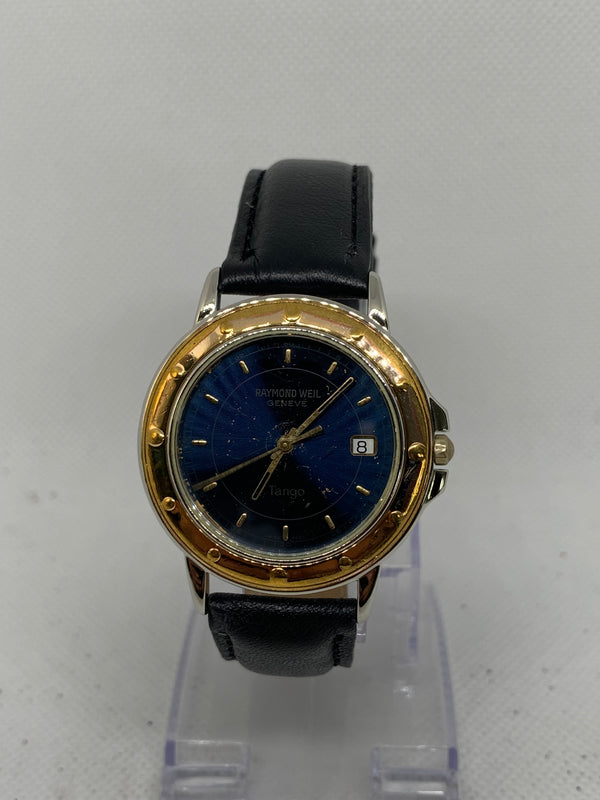 Raymond Weil Tango 5560 Men's 35mm Blue Dial Part 18k Gold Plated 5560-STP-50001