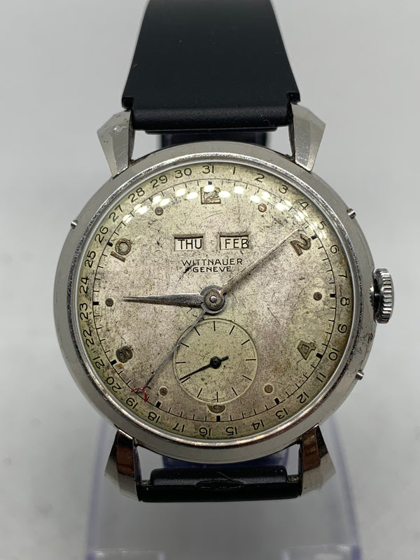 Wittnauer Longines Remarkable 1940’s Triple Date Gents Vintage Watch
