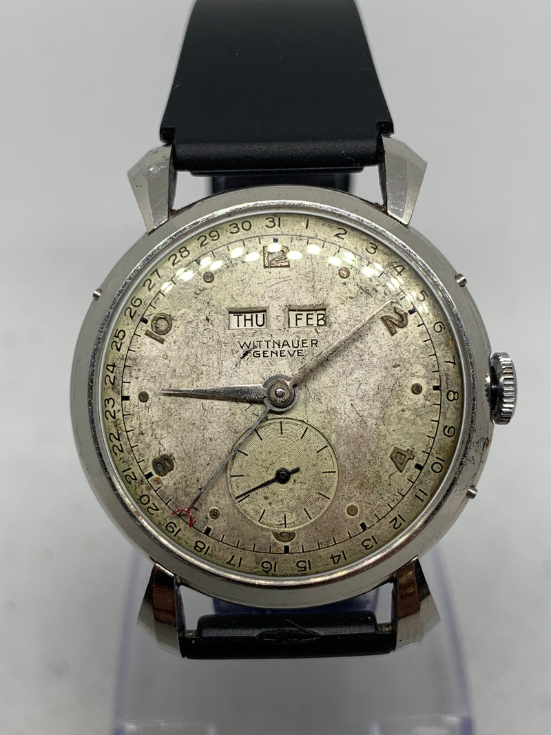 Wittnauer Longines Remarkable 1940’s Triple Date Gents Vintage Watch