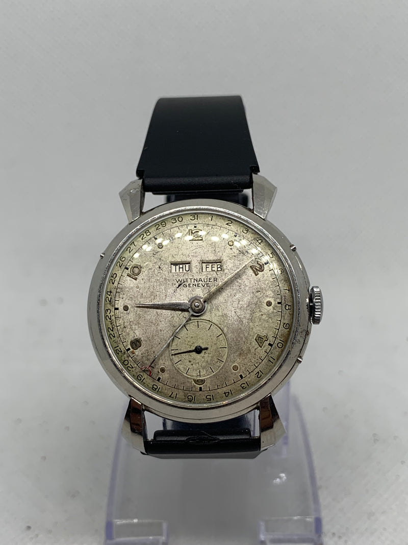 Wittnauer Longines Remarkable 1940’s Triple Date Gents Vintage Watch