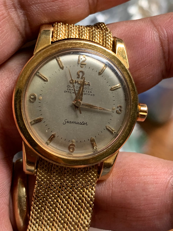 Omega Seamaster Vintage 34mm 18k Yellow Gold