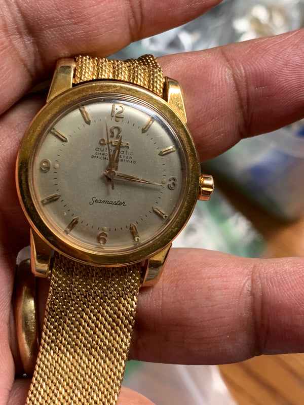 Omega Seamaster Vintage 34mm 18k Yellow Gold