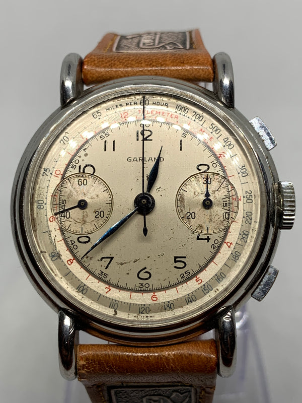 Ball Garland 1950s Valjoux 22 Chronograph Stainless Steel Vintage Wristwatch