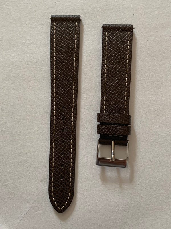 Genuine Hand Made Italian Leather Hermes Skin Strap 18/19/20mm Brown