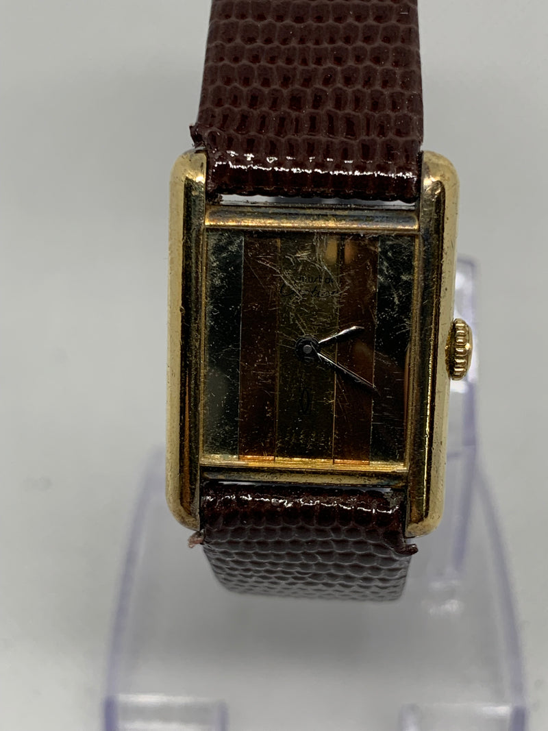 Cartier Tank Vermeil Must De Manual Wind Watch Paris 925 Argent Plaque OR G 20 M 28x21mm tri-color