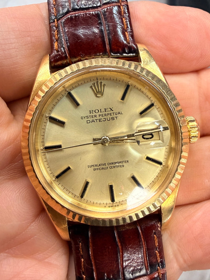 Rolex Datejust 36 36mm 1601 18K Solid Yellow Gold Gold Dial Automatic Watch Unpolished Case