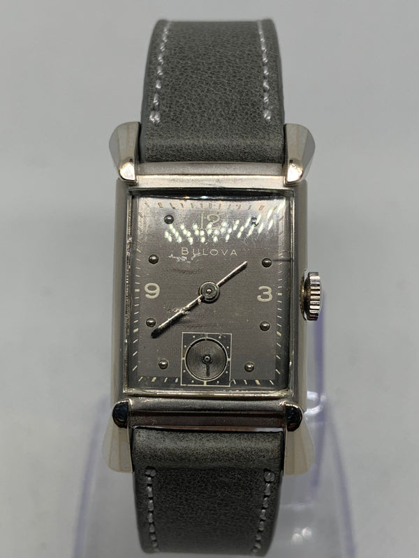 Bulova Rare 14K solid White Gold Tank Watch