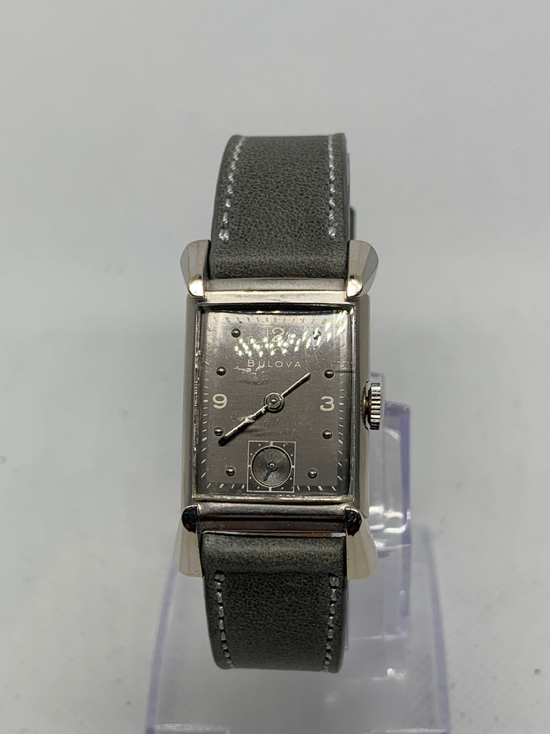 Bulova Rare 14K solid White Gold Tank Watch