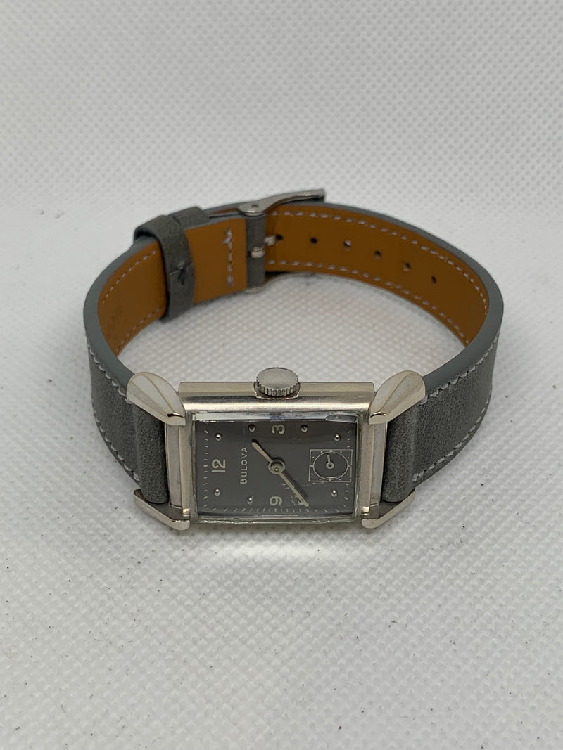 Bulova Rare 14K solid White Gold Tank Watch