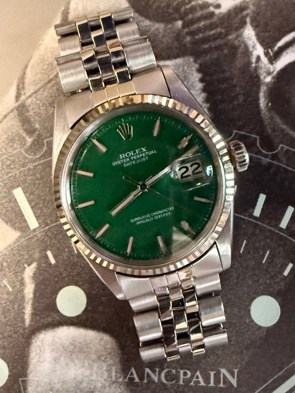 Rolex Datejust 36 Green Stella Enamel Sigma Wideboy Dial Ref 1601 Ca. 1974 Ultra Rare
