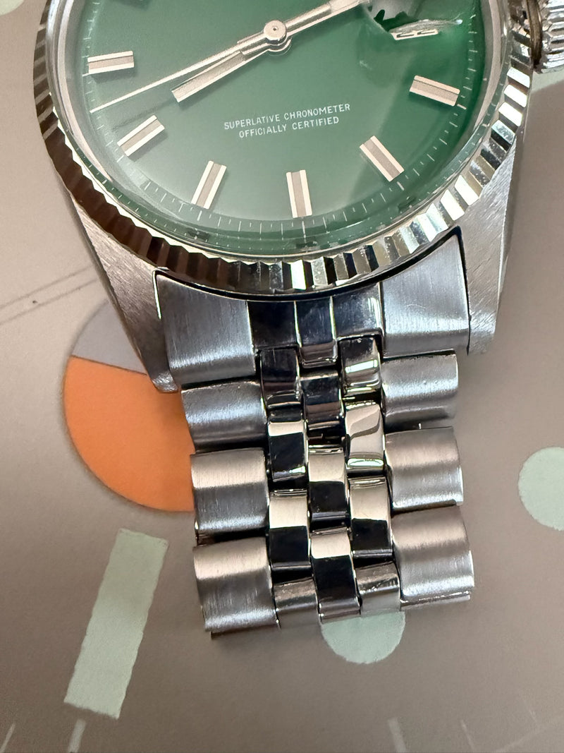 Rolex Datejust 36 Green Stella Enamel Sigma Wideboy Dial Ref 1601 Ca. 1974 Ultra Rare