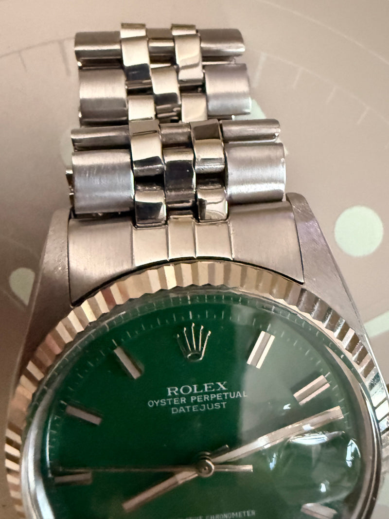 Rolex Datejust 36 Green Stella Enamel Sigma Wideboy Dial Ref 1601 Ca. 1974 Ultra Rare