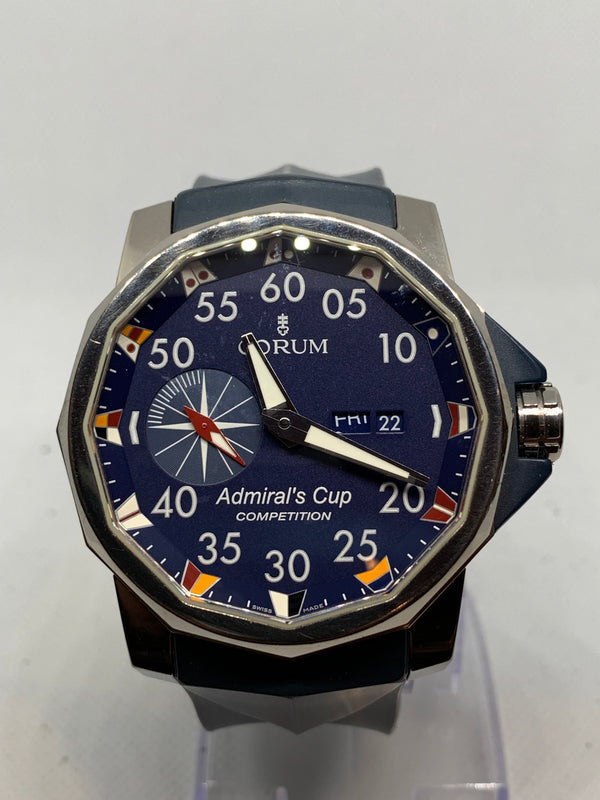 Corum Admiral's Cup Competition 48 Black Face Rubber Strap Maritime Flag Dial