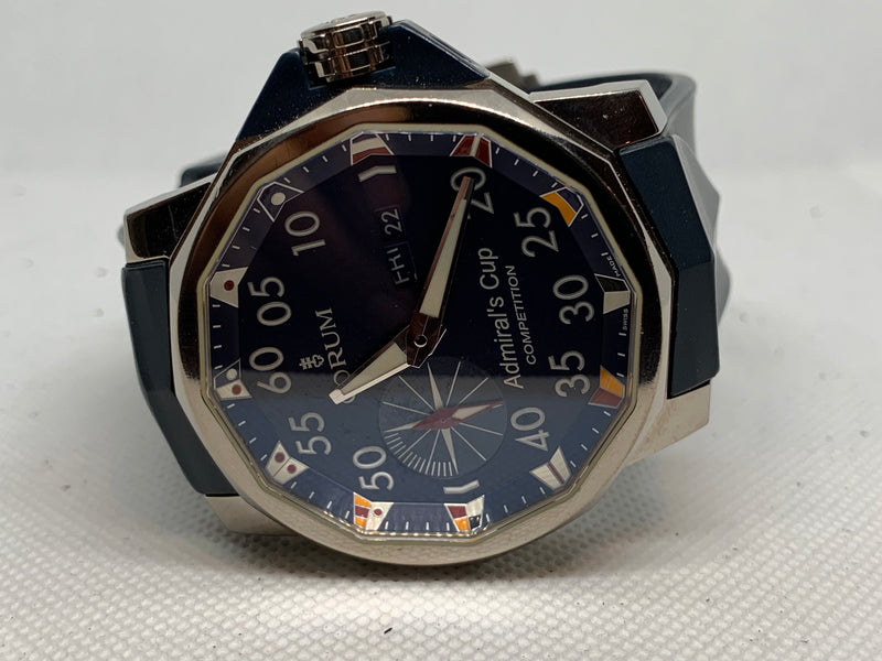 Corum Admiral's Cup Competition 48 Black Face Rubber Strap Maritime Flag Dial