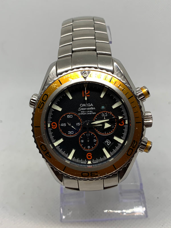 Omega Seamaster Planet Ocean Chronograph 2218.50.00 45mm Orange Steel Mens Watch