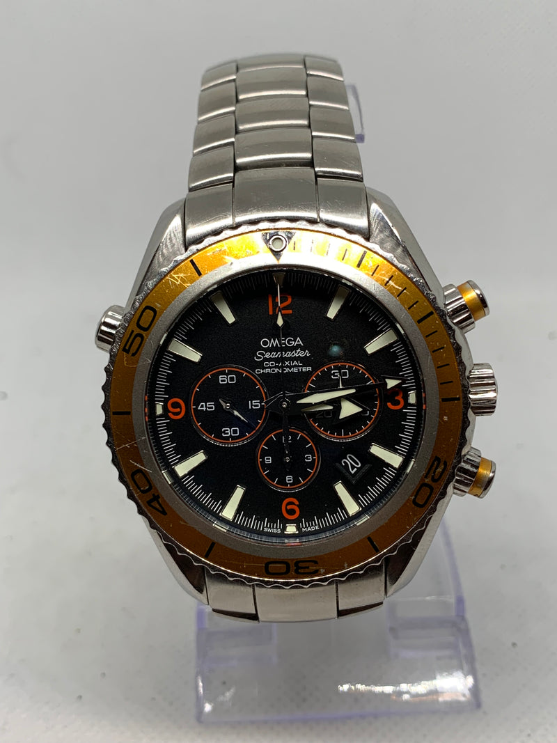 Omega Seamaster Planet Ocean Chronograph 2218.50.00 45mm Orange Steel Mens Watch