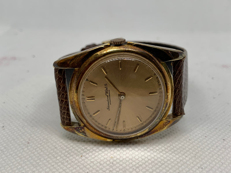 IWC mens 18k solid gold cal89 manual wind dress watch c 1950s box patina nos unpolished