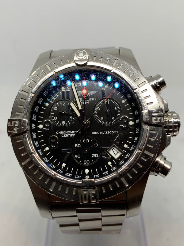 Breitling Avenger Seawolf Chrono 45 mm Black Dial Box Bracelet Stainless Steel
