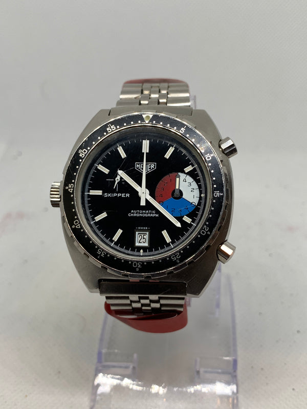 Heuer Vintage SKIPPER Chronograph Ref-1163V Steel Cal-15 Original Bracelet 1975