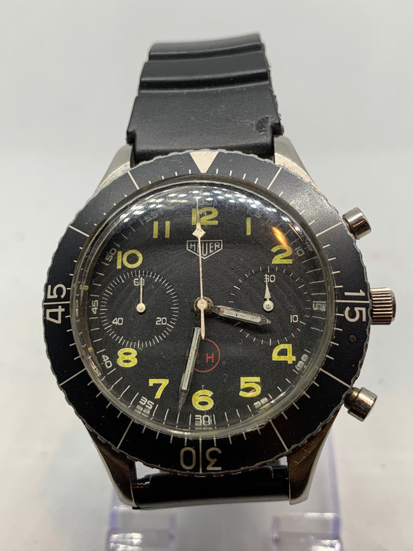 Heuer 1960's Bundeswehr 1550SG Vintage Flyback Chronograph Mens Watch - Stainless Steel