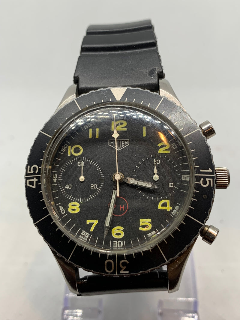 Heuer 1960's Bundeswehr 1550SG Vintage Flyback Chronograph Mens Watch - Stainless Steel