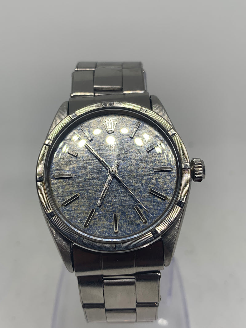 Rolex Oyster Perpetual 34 Blue Dial Ref 1003. Original Bracelet Ultra Rare 1520 Chronometer