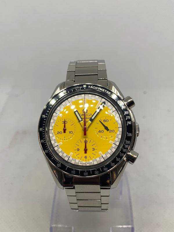 Omega Speedmaster Vintage Speedmaster Schumacher Chronograph Automatic 1990s Yellow Lacquer Dial