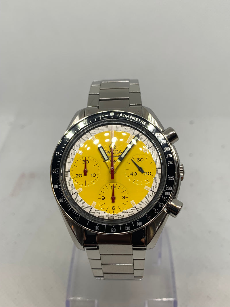 Omega Speedmaster Vintage Speedmaster Schumacher Chronograph Automatic 1990s Yellow Lacquer Dial
