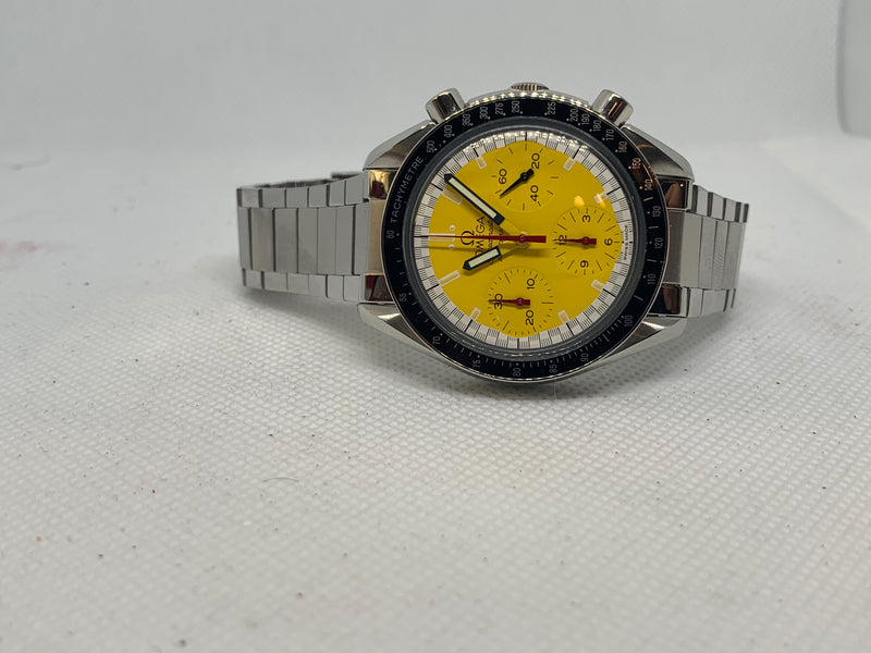 Omega Speedmaster Vintage Speedmaster Schumacher Chronograph Automatic 1990s Yellow Lacquer Dial