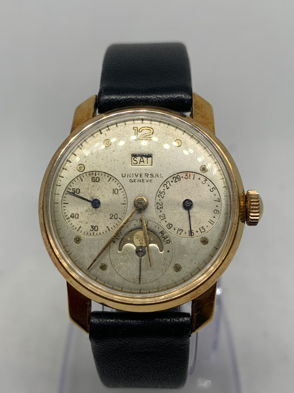 Universal Geneve Triple Date - Moonhase Solid 18k Gold - 1940s - Calendar Watch