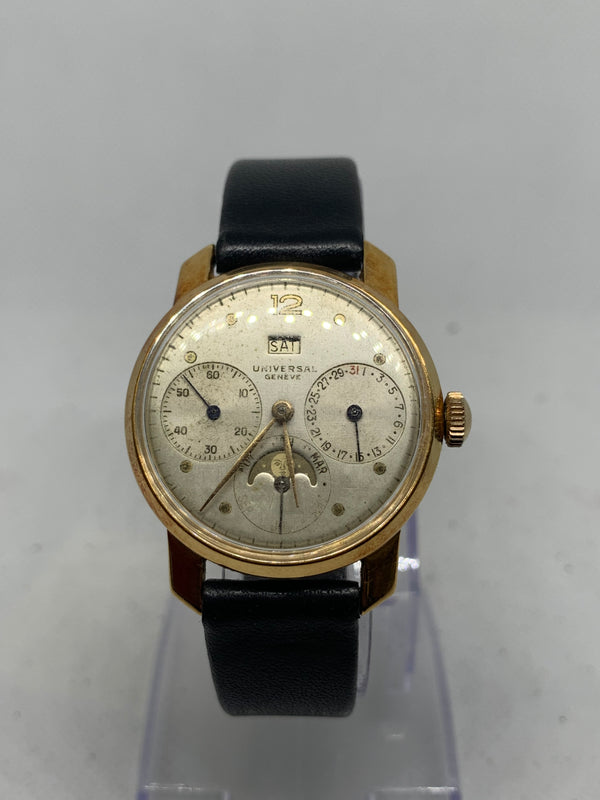 Universal Geneve Triple Date - Moonhase Solid 18k Gold - 1940s - Calendar Watch