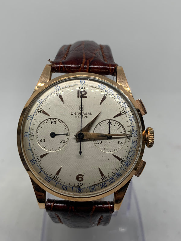 Universal Genève Compax Chronograph 124103 Solid 18K Rose Gold 37 mm