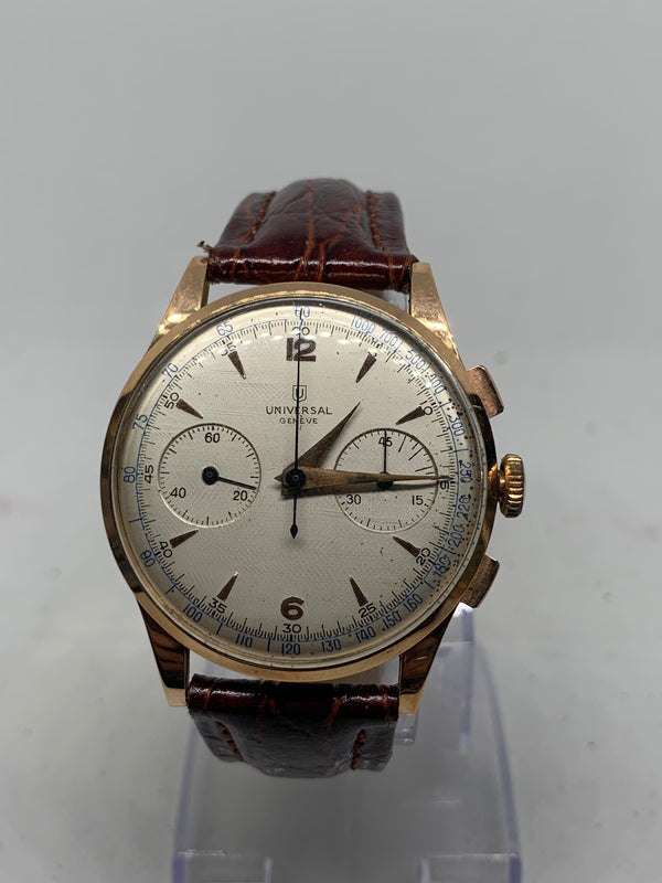 Universal Genève Compax Chronograph 124103 Solid 18K Rose Gold 37 mm