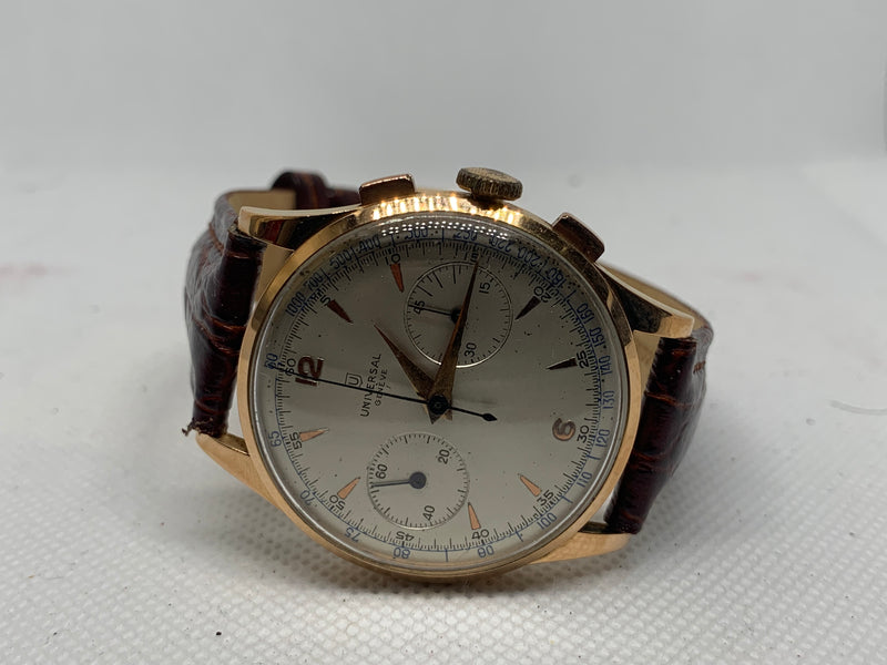 Universal Genève Compax Chronograph 124103 Solid 18K Rose Gold 37 mm