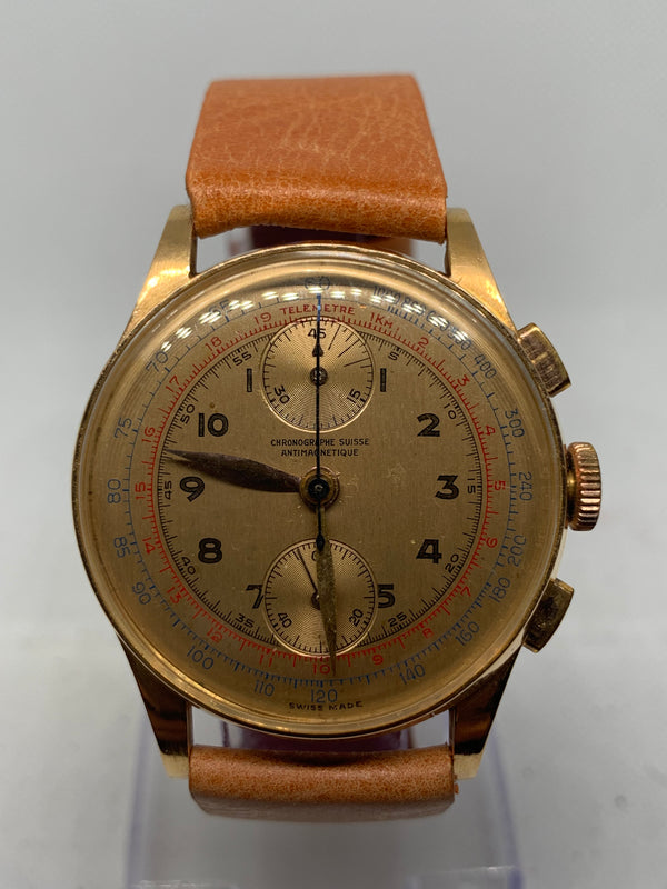 Chronographe Suisse Cie 2 Register Solid Gold 18k/750 Venus 170