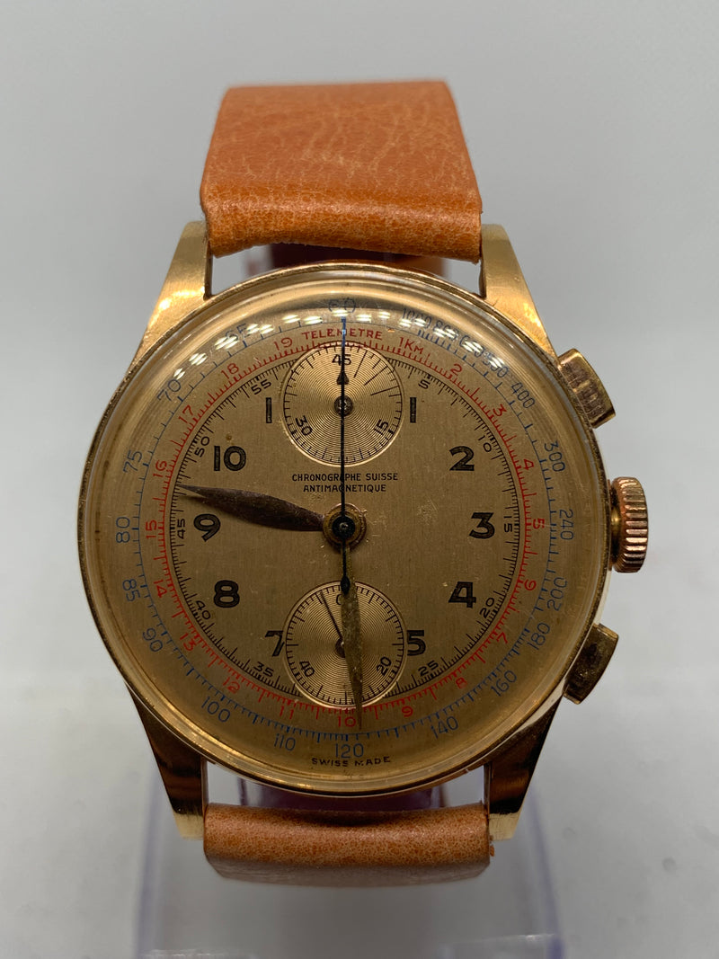 Chronographe Suisse Cie 2 Register Solid Gold 18k/750 Venus 170