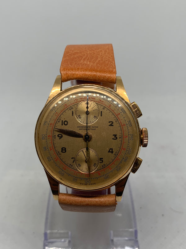 Chronographe Suisse Cie 2 Register Solid Gold 18k/750 Venus 170