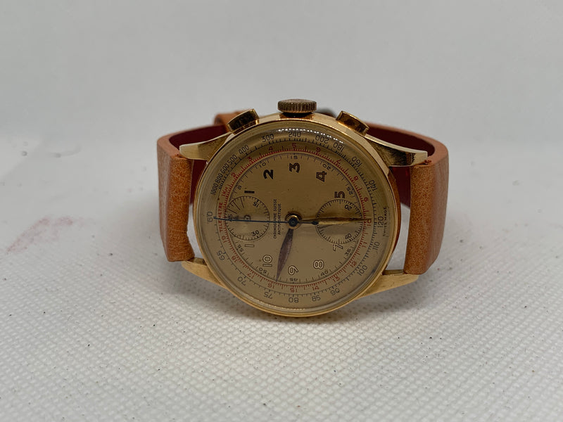 Chronographe Suisse Cie 2 Register Solid Gold 18k/750 Venus 170